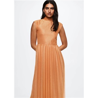 Vestido plisado lurex -  Mujer | MANGO OUTLET España