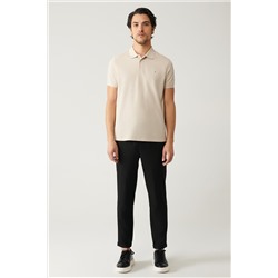 Bej %100 Pamuk Serin Tutan Polo Yaka T-Shirt