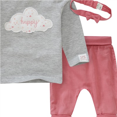 Baby Langarmshirt, Hose und Haarband im Set