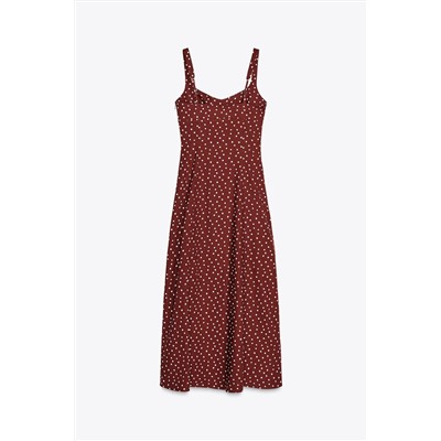 POLKA DOT LINEN MIDI DRESS