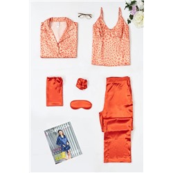 FOR YOU MODA 6'lı Leopar Baskılı Turuncu Pijama Takımı S27723