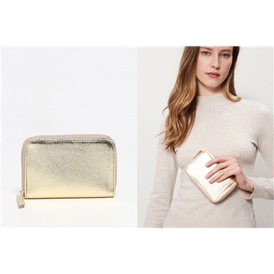 Cartera de piel Moni Dorado