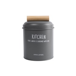 Банка для сыпучих продуктов, 1 л, металл/дерево, графитовая, Local, 63441