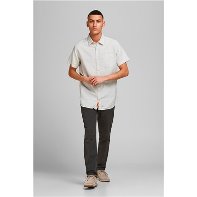 Camisa regular fit Crudo y negro