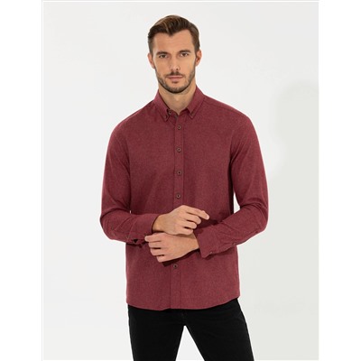Bordo Regular Fit Uzun Kollu Gömlek