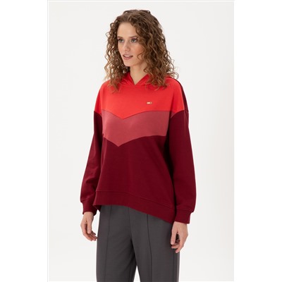 Kadın Bordo Kapüşonlu Sweatshirt