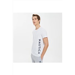 Nautica Erkek Beyaz Standart Fıt Kısa Kollu T-shırt VE37303T