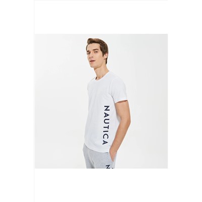 Nautica Erkek Beyaz Standart Fıt Kısa Kollu T-shırt VE37303T