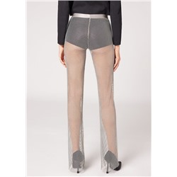 Leggings aus Netzgewebe mit glänzendem Strass