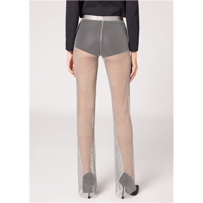Leggings aus Netzgewebe mit glänzendem Strass