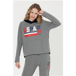 Kadın Gri  Melanj Kapüşonlu Sweatshirt