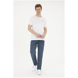 Erkek Regular Fit Bisiklet Yaka Beyaz Basic Tişört