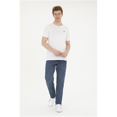 Erkek Regular Fit Bisiklet Yaka Beyaz Basic Tişört