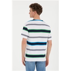 Erkek Comfort Fit Bisiklet Yaka Ekru Tişört