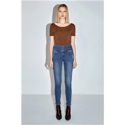 Vaquero skinny de tiro alto Azul marino