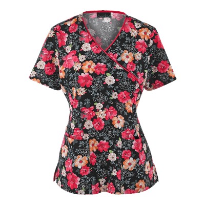 Cherokee Scrubs Fleur-ever Yours Print Top