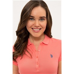 Kadın Nar Çiçeği Basic Polo Yaka Tişört