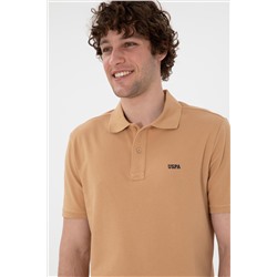 Erkek Regular Fit Polo Yaka Camel Basic Tişört