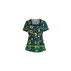 koi Scrubs Penny Lane Emerald Print Top