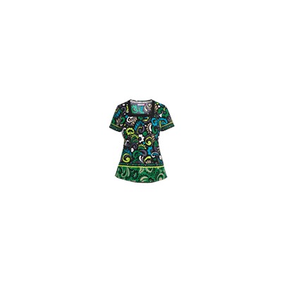 koi Scrubs Penny Lane Emerald Print Top