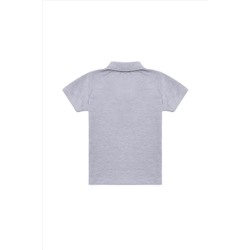 Erkek Çocuk Gri Melanj Basic Polo Yaka Tişört
