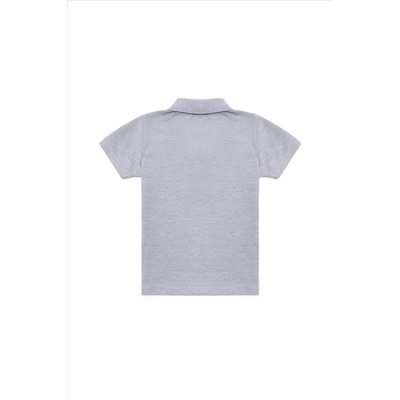 Erkek Çocuk Gri Melanj Basic Polo Yaka Tişört
