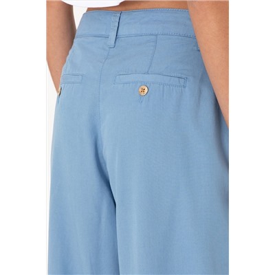 Kadın Mavi Loose Fit Kanvas Pantolon