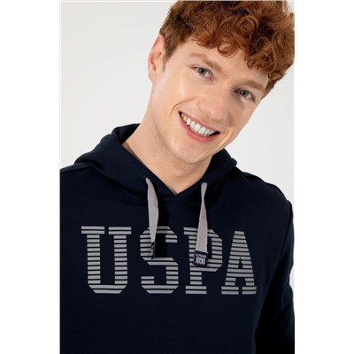 Erkek Lacivert Kapüşonlu Basic Sweatshirt