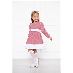 Moda Lippa Kırmızı Pötikare Desenli Fırfırlı Kız Çocuk Elbise MLPKCE-05