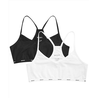 DKNY Little & Big Girls 2-Pk. Racer-Back Cotton Bras