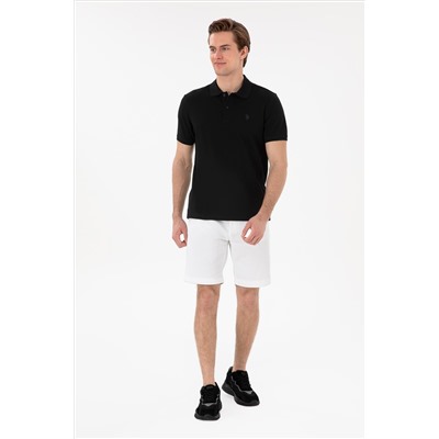 Erkek Slim Fit Polo Yaka Siyah Basic Tişört