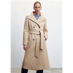 Abrigo lana cinturón -  Mujer | MANGO OUTLET Melilla