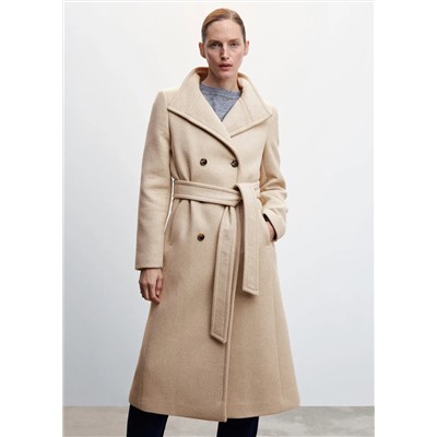 Abrigo lana cinturón -  Mujer | MANGO OUTLET Melilla