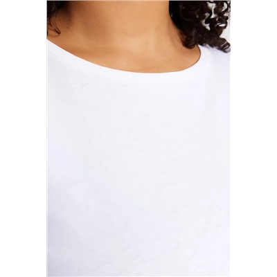 Beyaz Regular Fit Basic Bisiklet Yaka %100 Pamuk Örme Büyük Beden T-Shirt TBBSS22TS0733