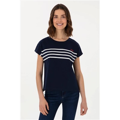 U.S. Polo Assn., Kadın Lacivert Bisiklet Yaka Tişört 50305823-vr033