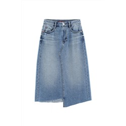 Falda vaquera de talle alto Azul