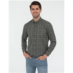 Haki Regular Fit Uzun Kollu Gömlek