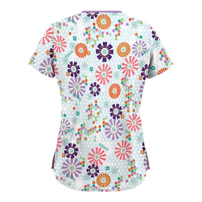 UA Honeycombs And Flowers White Scrub Top