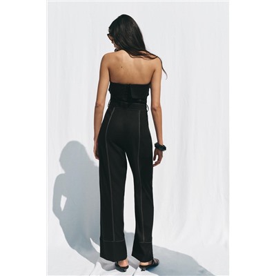 STRAPLESS LINEN BLEND JUMPSUIT