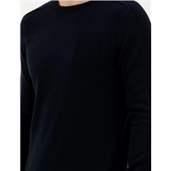 Koyu Lacivert Slim Fit Bisiklet Yaka Triko Kazak
