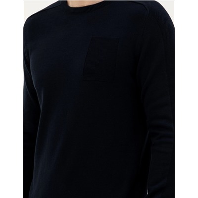 Koyu Lacivert Slim Fit Bisiklet Yaka Triko Kazak