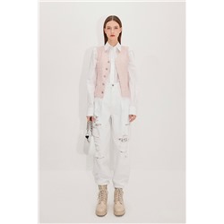 Chaleco de tweed Rosa empolvado y blanco