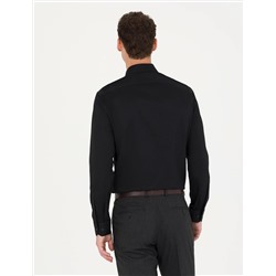 Siyah Slim Fit Uzun Kollu Basic Gömlek
