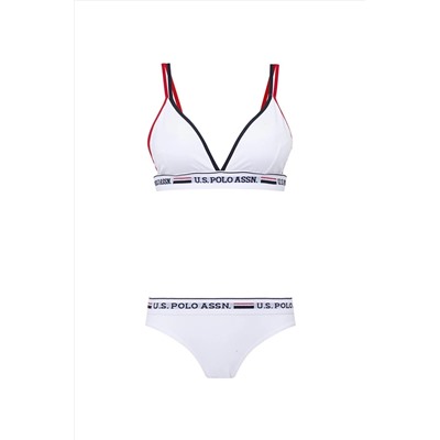 U.S. Polo Assn. Kadın Beyaz Büstiyer Slip Takım POLO66250-T