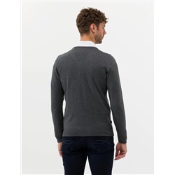 Antrasit Melanj Slim Fit V Yaka Basic Triko Kazak