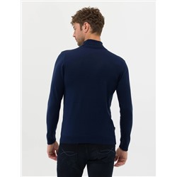 Açık Lacivert Slim Fit Balıkçı Yaka Basic Triko Kazak
