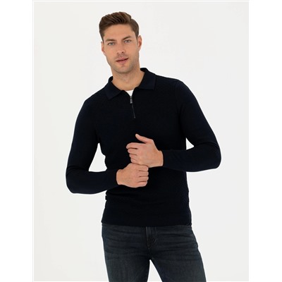 Lacivert Slim Fit Kazak