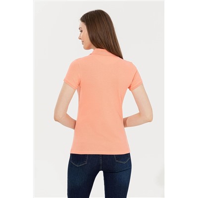 Kadın Somon Basic Polo Yaka Tişört