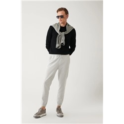 Avva Erkek Açık Gri Paçası Lastikli Beli Bağcıklı Slim Fit Dar Kesim Jogger Pantolon E003019