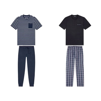 LIVERGY Herren Pyjama, aus reiner Baumwolle